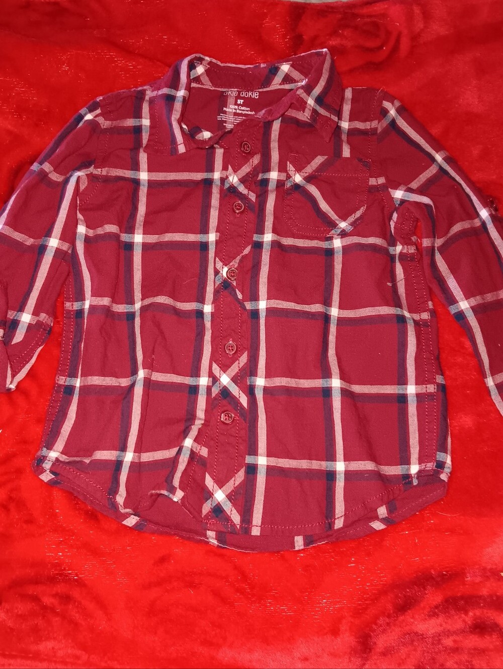 Long Sleeve Checkered Shirt For 5T Toddlers